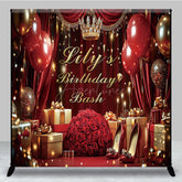 Aperturee Aperturee Red Gold Balloons Royal Custom Name Birthday Backdrop